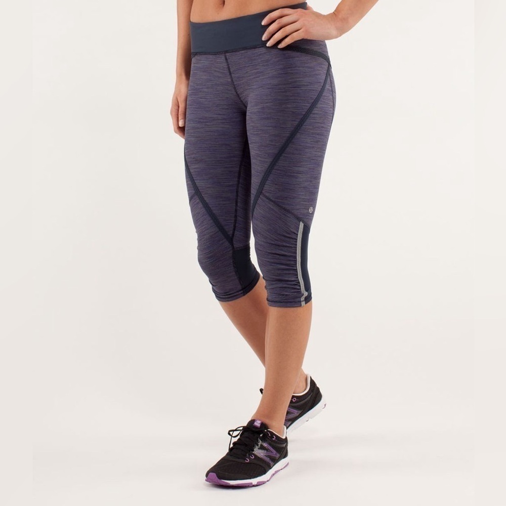 Lululemon Run Pace Crop Pants Wee Are From Space Deep Indigo Navy Inkwell Size 6